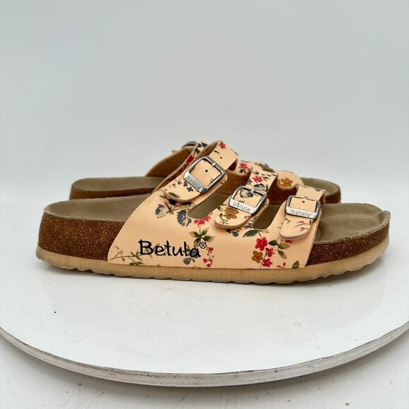 Betula by Birkenstock Florida Women Size 8 Pink Flower Triple Strap Slide Sandal - Picture 4 of 12